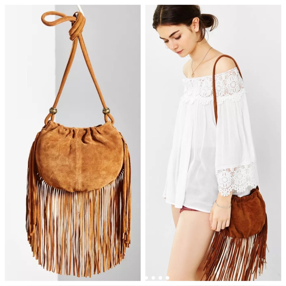 Urban Outfitters Ecote Pleated Fringe Crossbody Bag